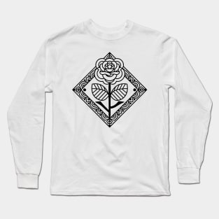 Line Art Rose 2 (Black) Long Sleeve T-Shirt